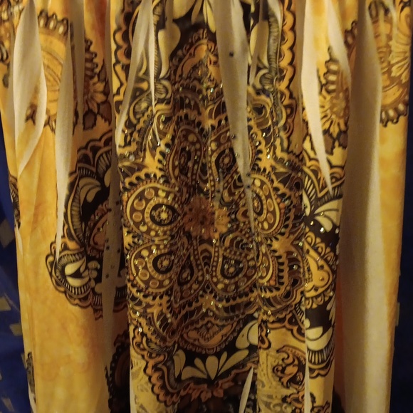 Elizabeth's secret brand y2k gold and white tie neck summer dress size small - Picture 2 of 4